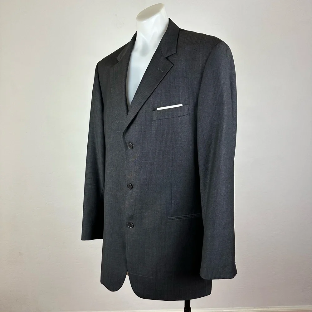 Hugo Boss Dark Grey Notched Lapel Mens Blazer Size US 44